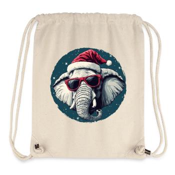 Père Noël éléphant avec des lunettes de soleil - Sac à cordon recyclé Stanley/Stella - blanc naturel - Devant