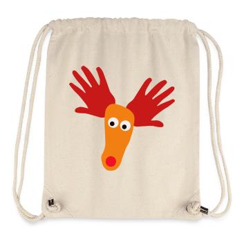 Tête de renne avec museau orange - Sac à cordon recyclé Stanley/Stella - blanc naturel - Devant