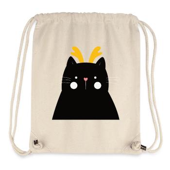 Chat noir aux bois dorés - Sac à cordon recyclé Stanley/Stella - blanc naturel - Devant