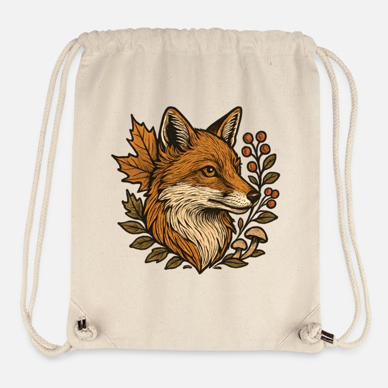 Herbstfuchs im Blätterkranz - Stanley/Stella recycelter Gym Bag - Naturweiß