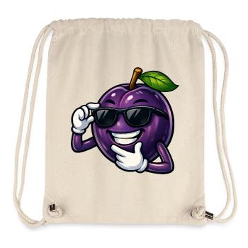 Dessin animé Prune Cool Été des Fruits - Sac à cordon recyclé Stanley/Stella - blanc naturel - Devant