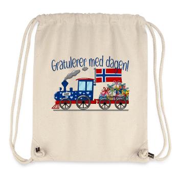 Congratulators med dagen Norway Gifts Railway - Sac à cordon recyclé Stanley/Stella - blanc naturel - Devant