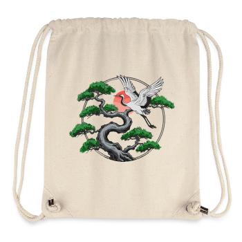 Cranes & Twisted Pine Tree - Stanley/Stella Recycled Gym Bag - natural - Front