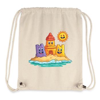 Lustige Sandkasten Burg mit Sonne - Stanley/Stella recycelter Gym Bag - Naturweiß - Vorne