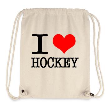 J’aime le hockey - noir - Sac à cordon recyclé Stanley/Stella - blanc naturel - Devant
