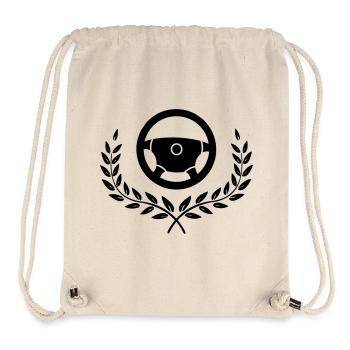 Car steering wheel in laurel wreath - Stanley/Stella Recycled Gym Bag - natural - Front