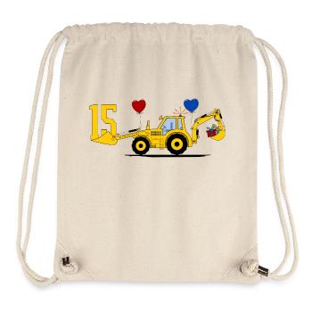 15th birthday excavator tractor - Stanley/Stella Recycled Gym Bag - natural - Front