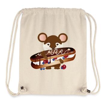 cute mouse with delicious chocolate éclair - Stanley/Stella Recycled Gym Bag - natural - Front