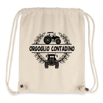 Paysan fier – texte italien Orgoglio contadino - Sac à cordon recyclé Stanley/Stella - blanc naturel - Devant