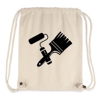 Logo du rouleau et du pinceau de peintre d’outils - Sac à cordon recyclé Stanley/Stella - blanc naturel - Devant