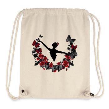 Ballerina silhouette with eucalyptus & red roses - Stanley/Stella Recycled Gym Bag - natural - Front