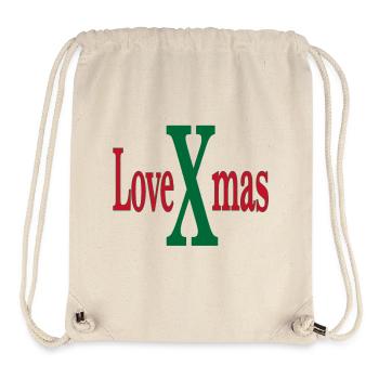 Logo festif LoveXmas - Sac à cordon recyclé Stanley/Stella - blanc naturel - Devant