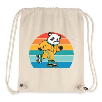 Retro-Panda auf Rollschuhen - Stanley/Stella recycelter Gym Bag - Naturweiß - Vorne