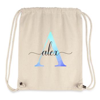 A| Monogramme | Nom | Alex | Aquarelle - Sac à cordon recyclé Stanley/Stella - blanc naturel - Devant
