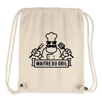 Maître Du Gril (Griller / Barbecue / BBQ / 1C) - Sac à cordon recyclé Stanley/Stella - blanc naturel - Devant