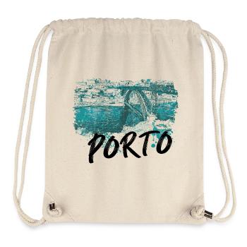 Pont D. Luis Porto, illustration en bleu, Douro - Sac à cordon recyclé Stanley/Stella - blanc naturel - Devant