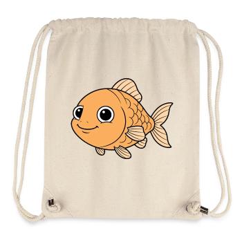 Dessin animé joyeux du poisson rouge orange - Sac à cordon recyclé Stanley/Stella - blanc naturel - Devant