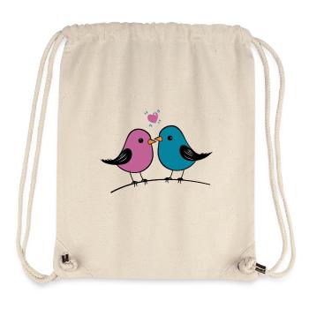 Les oiseaux embrassent avec le cœur - Sac à cordon recyclé Stanley/Stella - blanc naturel - Devant