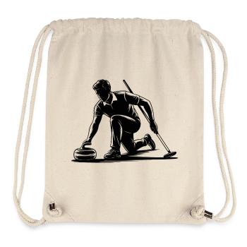 Curling Man Athlete Action Silhouette - Stanley/Stella Recycled Gym Bag - natural - Front