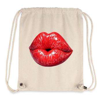 Red Gloss Kiss Lips - Stanley/Stella Recycled Gym Bag - natural - Front