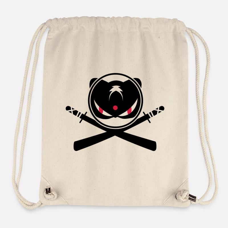 Ninja avec épées croisées symbole - Sac à cordon recyclé Stanley/Stella - blanc naturel