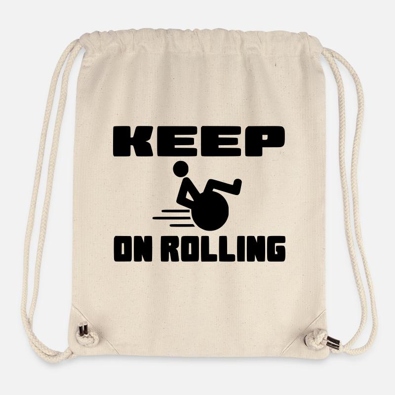 Continuez à rouler avec votre fauteuil roulant # - Sac à cordon recyclé Stanley/Stella - blanc naturel