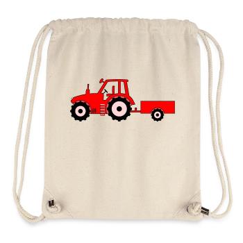Tracteur avec remorque rouge - Sac à cordon recyclé Stanley/Stella - blanc naturel - Devant