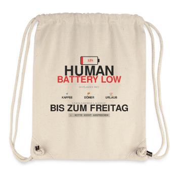 Human Battery Low Coffee Humor - Stanley/Stella Recycled Gym Bag - natural - Front