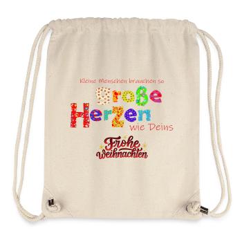 Kleine Menschen brauchen große Herzen - XMAS Danke - Stanley/Stella recycelter Gym Bag - Naturweiß - Vorne