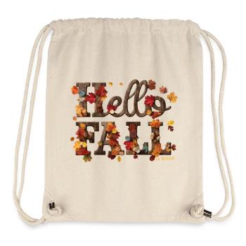 Hello Fall Warm Autumn Leaves & Wood Style Letters - Sac à cordon recyclé Stanley/Stella - blanc naturel - Devant