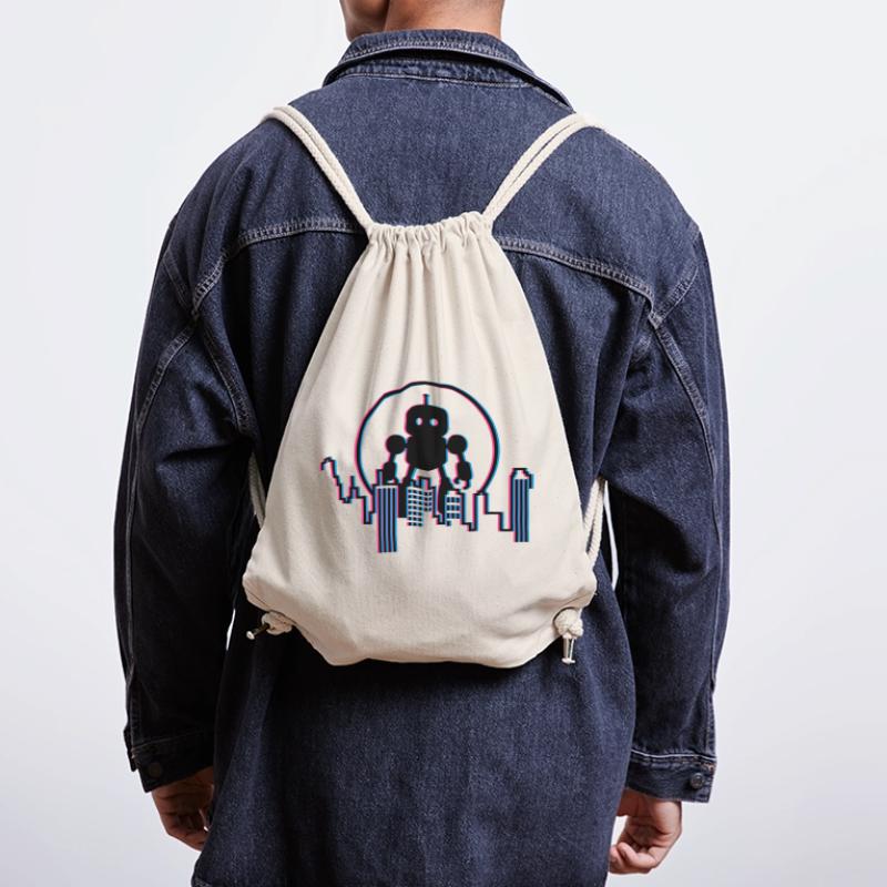 Robot City Skyline – 3D Sci-Fi Future Design Stanley/Stella Recycled Gym Bag
