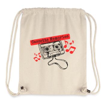 Mémoires cassette - Cassette rétro - Sac à cordon recyclé Stanley/Stella - blanc naturel - Devant