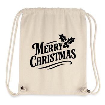 Joyeux Noël aux feuilles de houx - Sac à cordon recyclé Stanley/Stella - blanc naturel - Devant