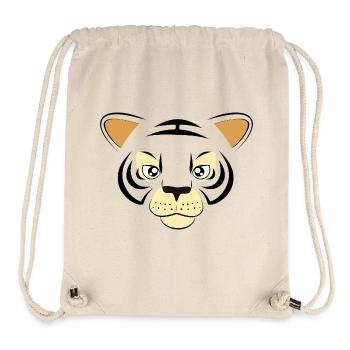 Cooles Tigergesicht-Grafik große Katzen-Wildtierkunst - Stanley/Stella recycelter Gym Bag - Naturweiß - Vorne