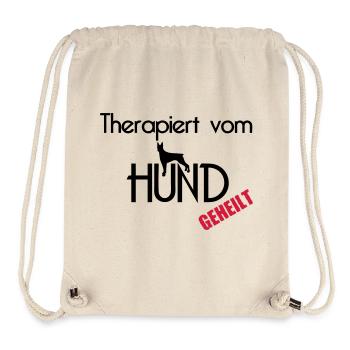 Therapiert vom Hund Hunde Tier Haustier Geschenk - Stanley/Stella recycelter Gym Bag - Naturweiß - Vorne