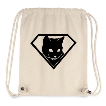 Chat super-héros dans le bouclier | Emblème Supercat - Sac à cordon recyclé Stanley/Stella - blanc naturel - Devant