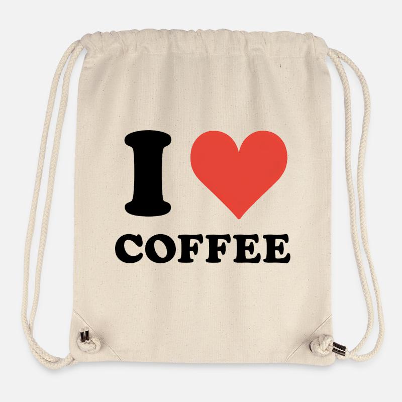 Citation sur J’aime le café - Sac à cordon recyclé Stanley/Stella - blanc naturel