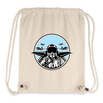 Jet Pilot / Kampfpilot 01_weiß Schwarz - Stanley/Stella recycelter Gym Bag - Naturweiß - Vorne