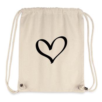 Cœur à contour noir - Idée de design - Sac à cordon recyclé Stanley/Stella - blanc naturel - Devant
