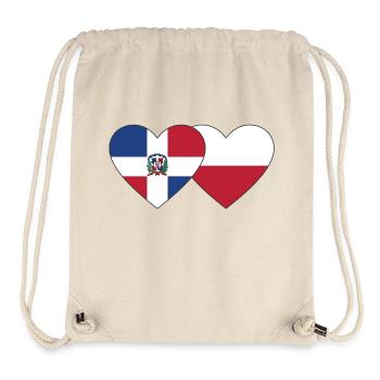 République dominicaine Pologne Flag Heart - Sac à cordon recyclé Stanley/Stella - blanc naturel - Devant