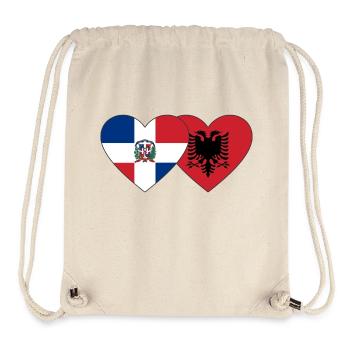 République dominicaine Albanie Flag Heart - Sac à cordon recyclé Stanley/Stella - blanc naturel - Devant