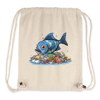 Fisch im Plastik Meer Umweltverschmutzung Shirt - Stanley/Stella recycelter Gym Bag - Naturweiß - Vorne