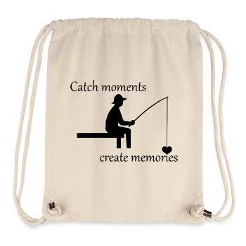 Angler Heartbeat – Cadeau pour les amateurs de pêche, Coeur - Sac à cordon recyclé Stanley/Stella - blanc naturel - Devant