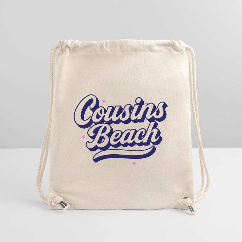Cousins Beach - Conception de script rétro Sac à cordon recyclé Stanley/Stella