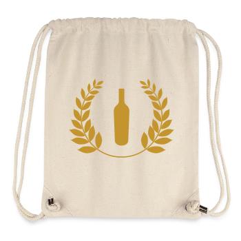 Alkohol-Goldflasche und Lorbeerkranz - Stanley/Stella recycelter Gym Bag - Naturweiß - Vorne