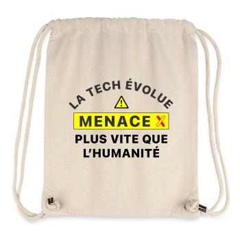 MenaceX_la_tech_evolue_plus_vite_que_l-humanite - Sac à cordon recyclé Stanley/Stella - blanc naturel - Devant