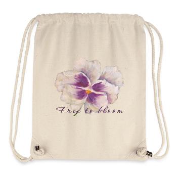 Peinture de fleurs en pensée blanche - Libre de fleurir - Sac à cordon recyclé Stanley/Stella - blanc naturel - Devant