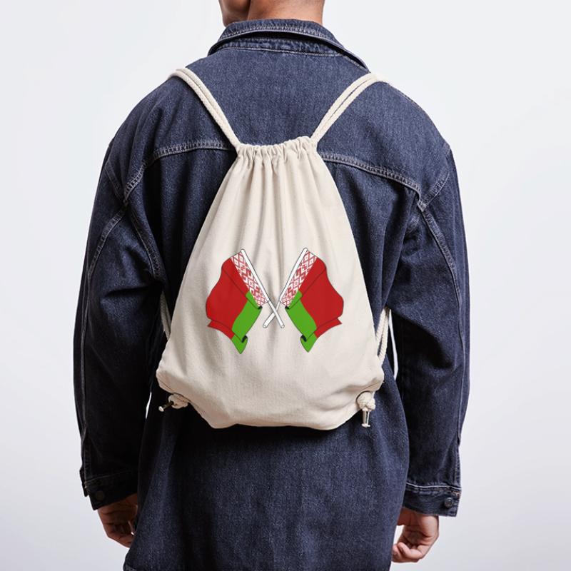 Deux drapeaux croisés de Russie blanche Sac à cordon recyclé Stanley/Stella