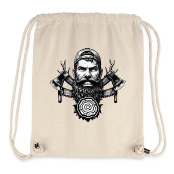 Lumberjack with beard, axes and tree trunk - Stanley/Stella Recycled Gym Bag - natural - Front