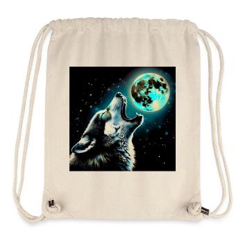 Wolf howls at the Full Moon - Stanley/Stella Recycled Gym Bag - natural - Front